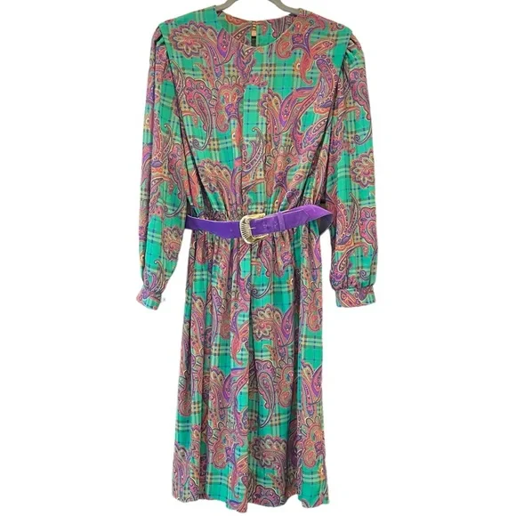 lady carol dress Vintage 70s Lady Carol Dress Pleated Belt Dress Size 16